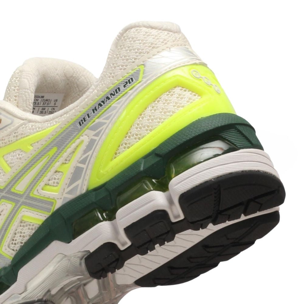 Green and White Asics GEL-Kayano 20 Cream Pure Silver Men's 1203A388-103 Sleektrainers