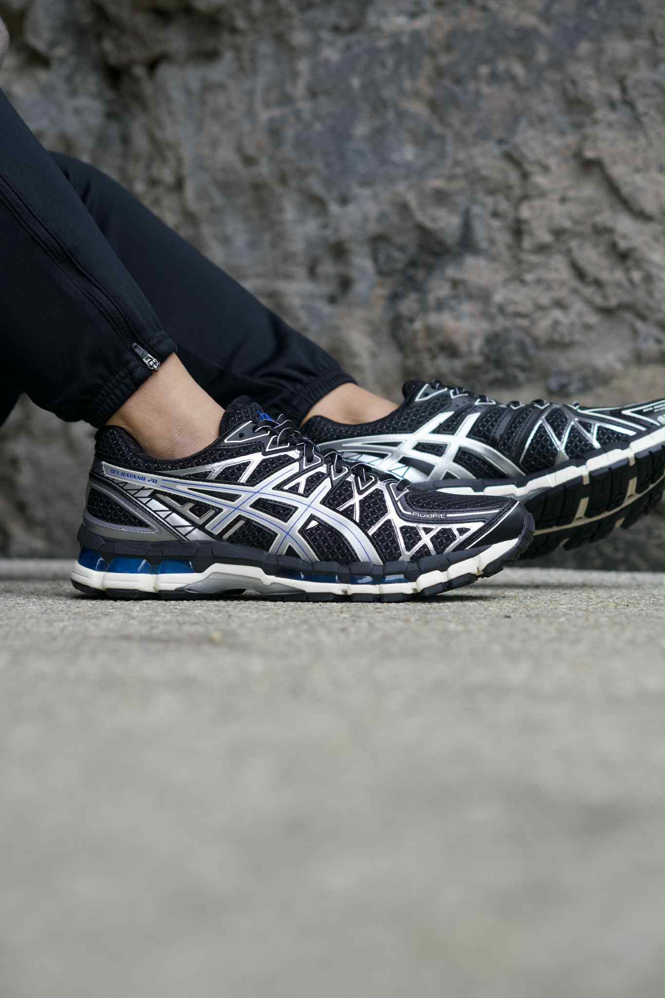 Blue and Black Asics Gel Kayano 20 Black Pure Silver Sleektrainers Men's 1203A388-001