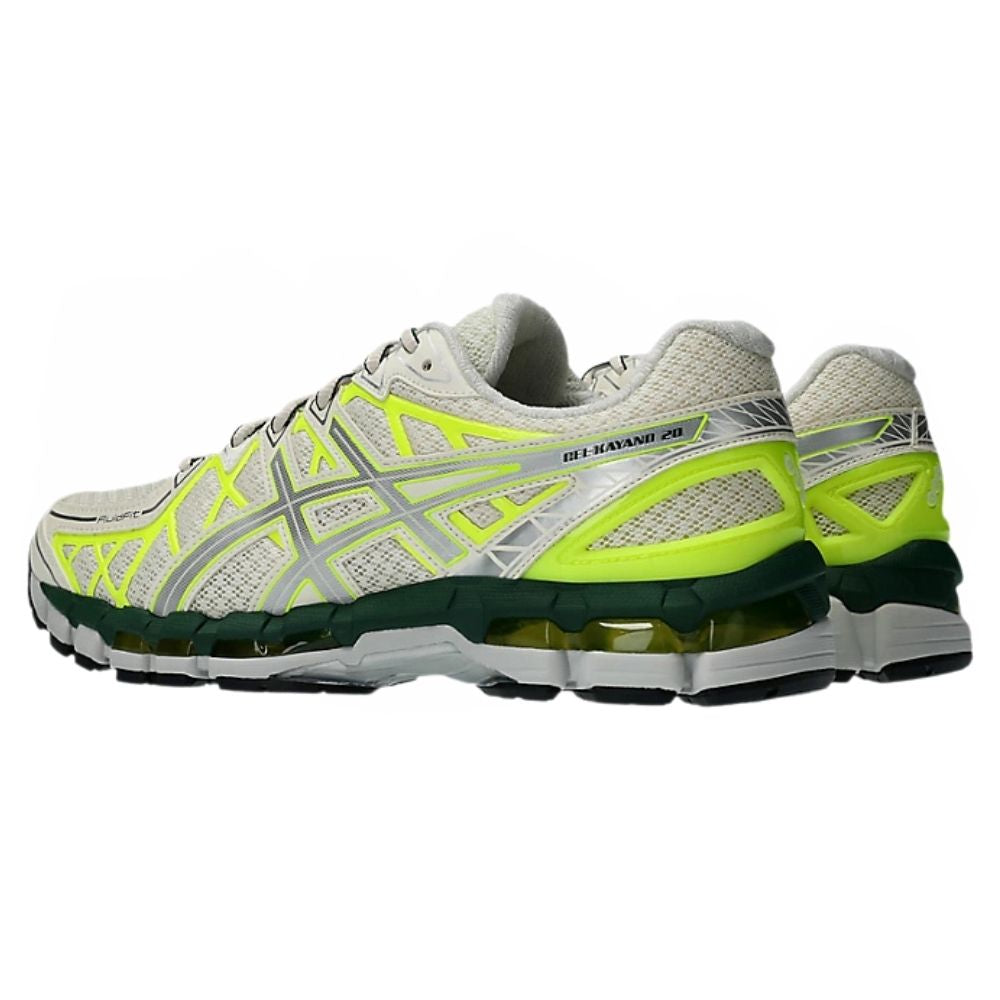Green and White Asics GEL-Kayano 20 Cream Pure Silver Men's 1203A388-103 Sleektrainers 