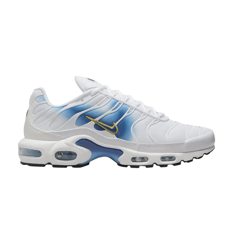 Blue and White Nike Tn Air Max Plus Blue Jay Spray Paint Swoosh DX8962-100