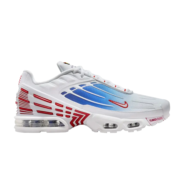 White and Red Nike Tn3 Air Max Plus Tide Vivid Blue Gradient Men's Sleektrainers