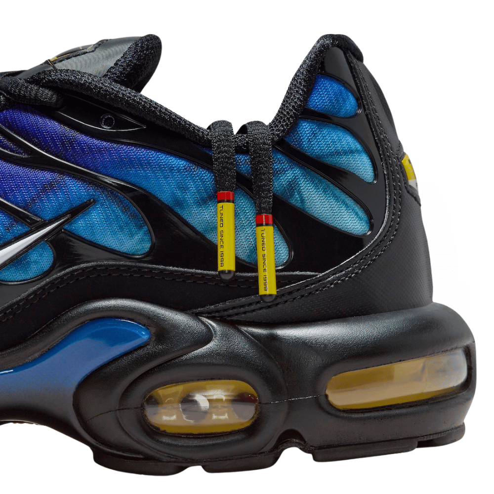 Black and Blue Nike Tn Air Max Plus Floral Greedy 25th Anniversary Men's with Tuned Laces FV0393-001 