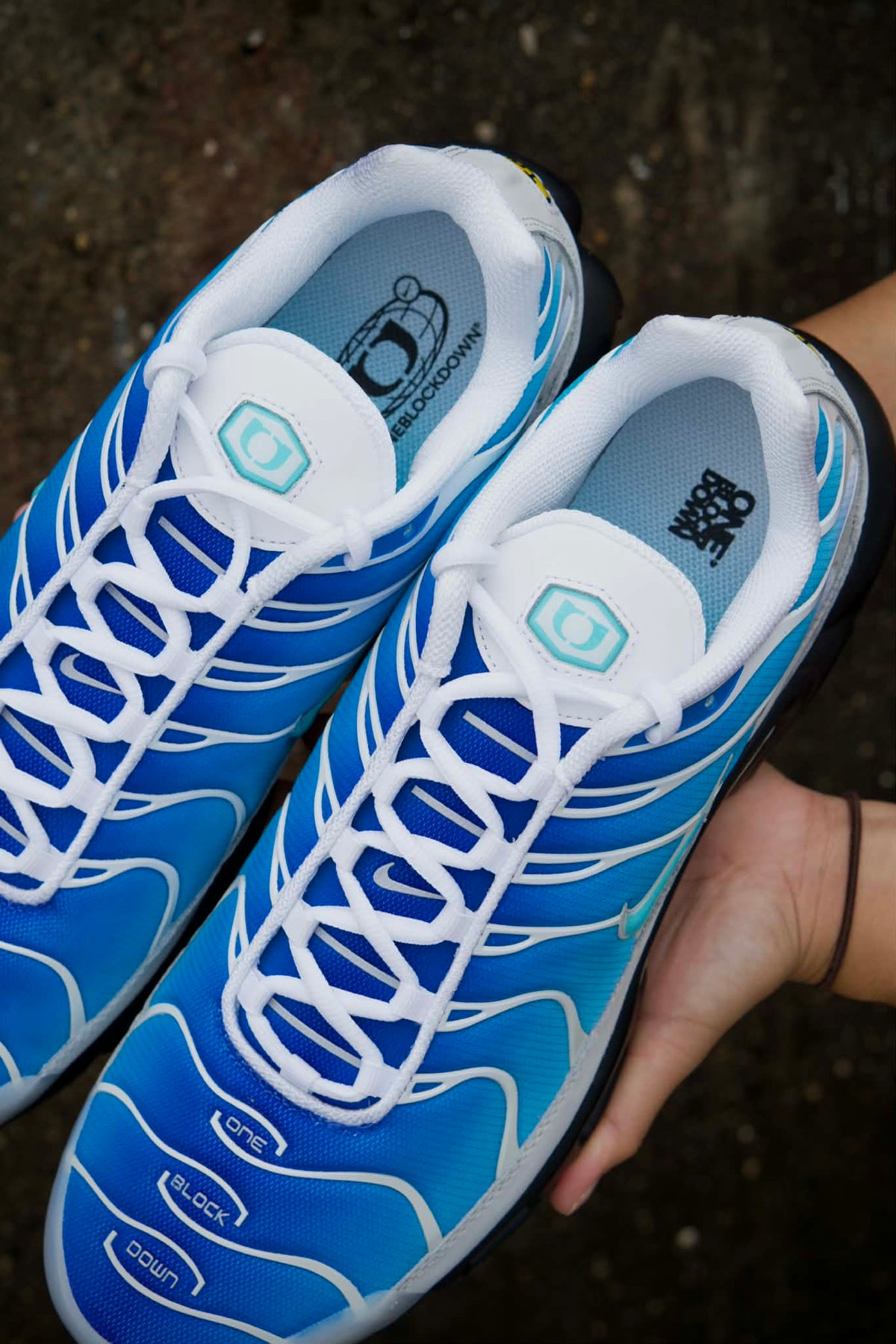 Blue and White Nike Air Max Plus TN x One Block Down O.B.D Dry Water Mens Sleektrainers FZ3308-400